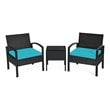 Costway 3-piece Rattan Patio Furniture Set with Seat Cushions in Turquoise