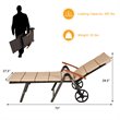 Costway Aluminum Rattan Patio Lounger Recliner Chair with Wheels in Brown