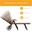 Costway Aluminum Rattan Patio Lounger Recliner Chair with Wheels in Brown