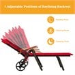 Costway Aluminum Rattan Patio Lounger Recliner Chair with Wheels in Red