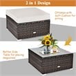 Costway 6-piece Rattan Patio Furniture Set with Sponge Padded Cushions in White