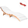 Costway Eucalyptus Wood and Sponge Folding Patio Lounge Chair in White