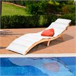 Costway Eucalyptus Wood and Sponge Folding Patio Lounge Chair in White