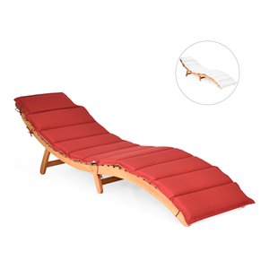 Costway Eucalyptus Wood and Sponge Folding Patio Lounge Chair in White