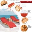 Costway 3-piece Eucalyptus Wood Folding Lounge Chair Set with Table in Red