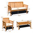 Costway 4-piece Wood Outdoor Sofa Furniture Set with Coffee Table in Natural