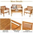 Costway 4-piece Wood Outdoor Sofa Furniture Set with Coffee Table in Natural