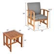 Costway 3-piece Acacia Wood Patio Sofa Set with Sloping Back in Natural/Gray