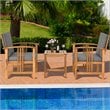 Costway 3-piece Acacia Wood Patio Sofa Set with Sloping Back in Natural/Gray