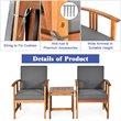 Costway 3-piece Acacia Wood Patio Sofa Set with Sloping Back in Natural/Gray