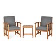 Costway 3-piece Acacia Wood Patio Sofa Set with Sloping Back in Natural/Gray