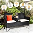 Costway Rattan and Metal Cushioned Seat Patio Conversation Set in Black