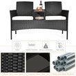 Costway Rattan and Metal Cushioned Seat Patio Conversation Set in Black