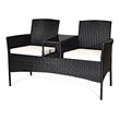 Costway Rattan and Metal Cushioned Seat Patio Conversation Set in Black