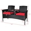 Costway Rattan and Metal Cushioned Seat Patio Conversation Set in Red