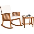 Costway 2-piece Acacia Wood Patio Rocking Chair Set with Coffee Table in Natural
