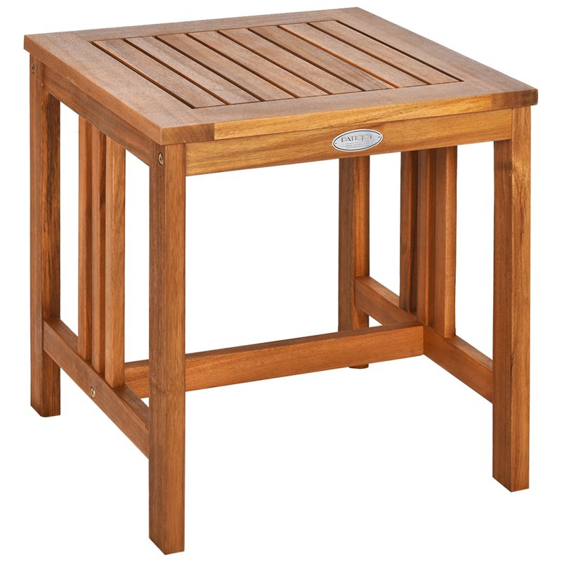 Costway 2-piece Acacia Wood Patio Rocking Chair Set with Coffee Table in Natural