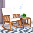 Costway 2-piece Acacia Wood Patio Rocking Chair Set with Coffee Table in Natural