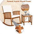 Costway 2-piece Acacia Wood Patio Rocking Chair Set with Coffee Table in Natural