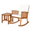 Costway 2-piece Acacia Wood Patio Rocking Chair Set with Coffee Table in Natural