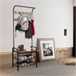 Costway Contemporary Iron and MDF Hall Tree with 9 Hooks in Rustic Brown