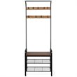 Costway Contemporary Iron and MDF Hall Tree with 9 Hooks in Rustic Brown