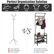 Costway Contemporary Iron and MDF Hall Tree with 9 Hooks in Rustic Brown