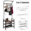 Costway Contemporary Iron and MDF Hall Tree with 9 Hooks in Rustic Brown