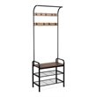 Costway Contemporary Iron and MDF Hall Tree with 9 Hooks in Rustic Brown