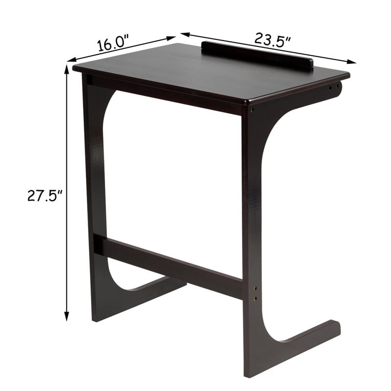 Costway C-Shape Bamboo Adjustable Laptop Desk with Tilting Top in Brown