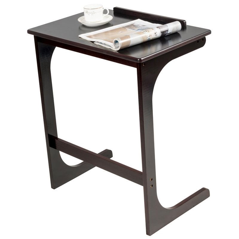 Costway C-Shape Bamboo Adjustable Laptop Desk with Tilting Top in Brown