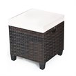 Costway Rattan Cushioned Seat Patio Rattan Ottoman in Brown/White (Set of 2)