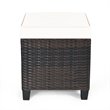 Costway Rattan Cushioned Seat Patio Rattan Ottoman in Brown/White (Set of 2)