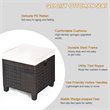 Costway Rattan Cushioned Seat Patio Rattan Ottoman in Brown/White (Set of 2)