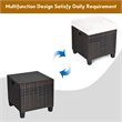 Costway Rattan Cushioned Seat Patio Rattan Ottoman in Brown/White (Set of 2)