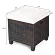 Costway Rattan Cushioned Seat Patio Rattan Ottoman in Brown/White (Set of 2)
