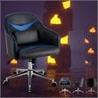 Costway PVC and PU Swivel Office Chair with Massage Lumbar Support in Blue