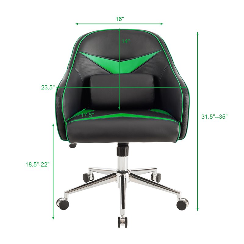 Costway PVC & PU Office Chair with Massage Lumbar Support in Green/Black