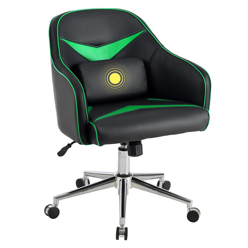 Costway PVC & PU Office Chair with Massage Lumbar Support in Green/Black