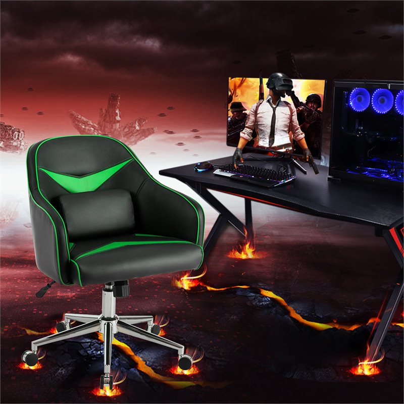 Costway PVC & PU Office Chair with Massage Lumbar Support in Green/Black