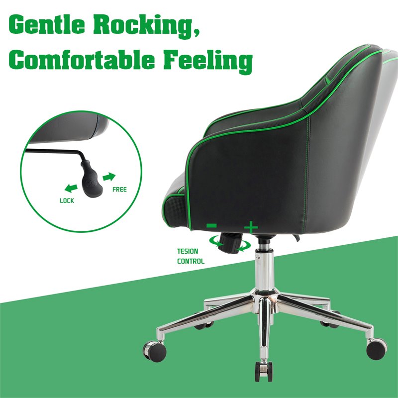 Costway PVC & PU Office Chair with Massage Lumbar Support in Green/Black