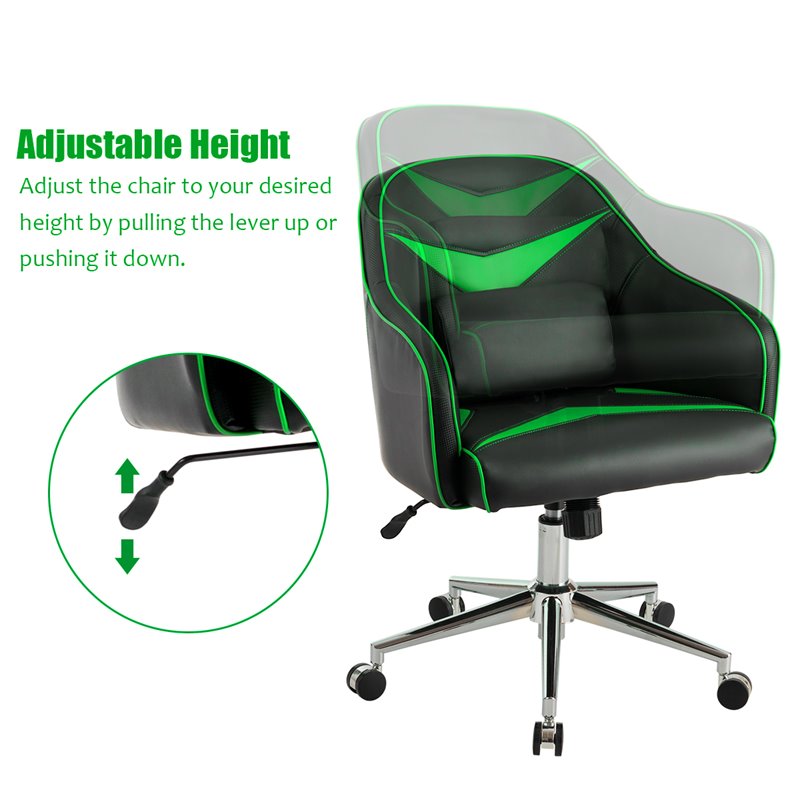 Costway PVC & PU Office Chair with Massage Lumbar Support in Green/Black