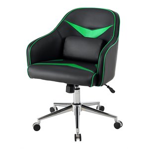 Costway PVC & PU Office Chair with Massage Lumbar Support in Green/Black