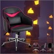 Costway Contemporary PVC & PU Office Chair with Massage Lumbar Support in Red