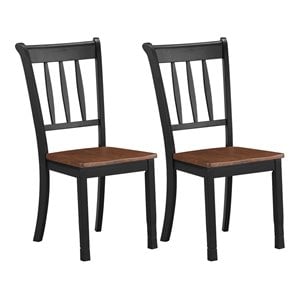 Costway Rubber Wood Dining Chair with High Back in Black (Set of 2)