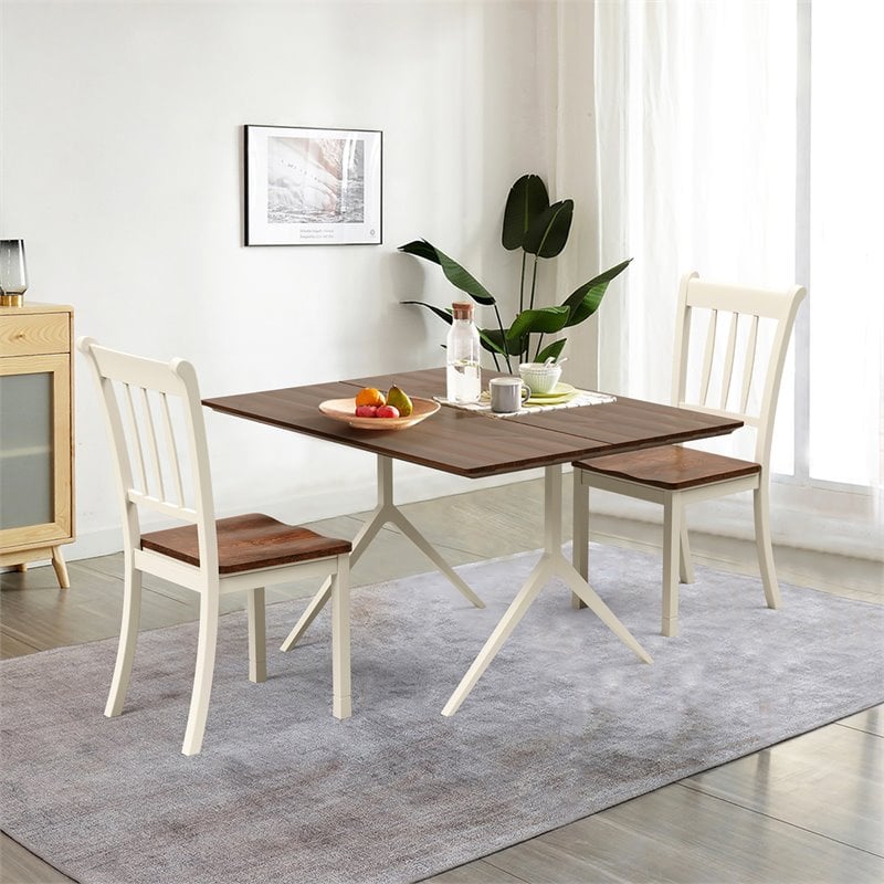 Costway Rubber Wood Dining Chair with High Back in White (Set of 2)