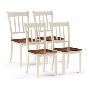 Costway Rubber Wood Dining Chair with High Back in White (Set of 2)