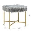 Costway Contemporary Faux-Fur Plush Footrest Stool with Metal Legs in Gray