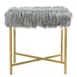 Costway Contemporary Faux-Fur Plush Footrest Stool with Metal Legs in Gray
