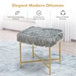 Costway Contemporary Faux-Fur Plush Footrest Stool with Metal Legs in Gray